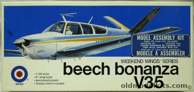 Entex 1/48 Beechcraft Bonanza V35, 8515B plastic model kit